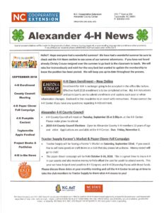 Cover photo for September 2018 4-H Newsletter