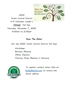 Cover photo for 2020 South Central District 4-H Volunteer Leaders Fall Day
