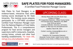 image of safe plates flyer for march event